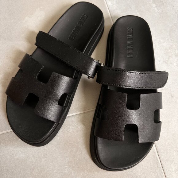 Steve Madden Mayven Black Leather Sandals (NEW!) - Picture 10 of 13